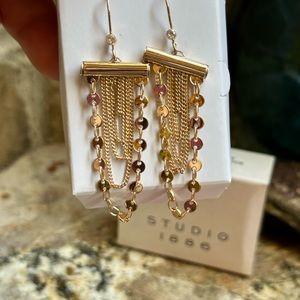 Gold Tassel Dangle Earrings